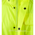 Hi Vis ANSI Wasserdichte Regenjacke 100% Regenjacke mit Kapuze Hohe Sichtbarkeit Klasse 3 Reflektierende Kapuze mit Regenschutz